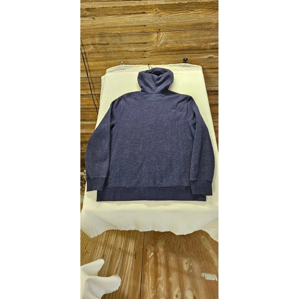 Banana Republic Mens XXL Blue Heather Full Zip Hoodie Sweatshirt Striped Hood